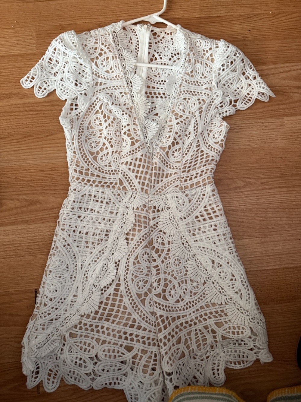 Luxxel White Crochet Lace Mini Dress